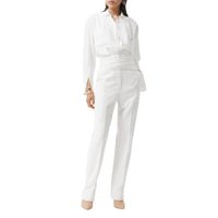 Pantalon tailleur en laine technique avec ceinture - Optic White