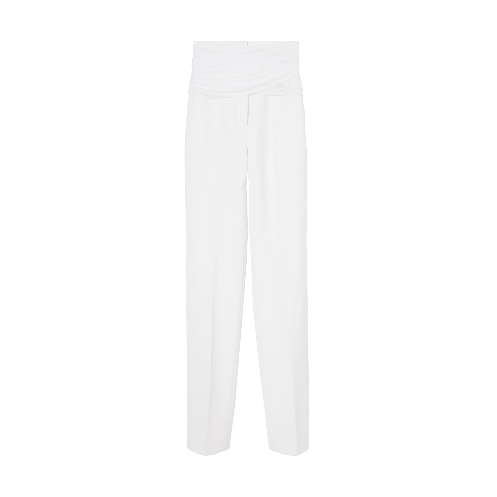 Pantalon tailleur en laine technique avec ceinture - Optic White
