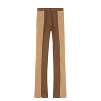 Pantalon tailleur en laine et cachemire avec maille côtelée - Dark Tan