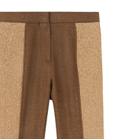 Pantalon tailleur en laine et cachemire avec maille côtelée - Dark Tan