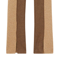 Pantalon tailleur en laine et cachemire avec maille côtelée - Dark Tan
