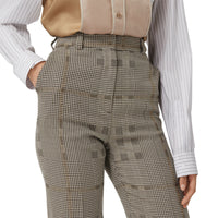 Pantalon tailleur en jacquard de laine check - Brown