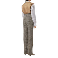 Pantalon tailleur en jacquard de laine check - Brown