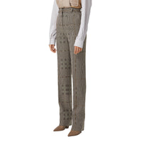 Pantalon tailleur en jacquard de laine check - Brown