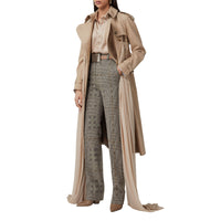 Pantalon tailleur en jacquard de laine check - Brown