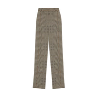Pantalon tailleur en jacquard de laine check - Brown