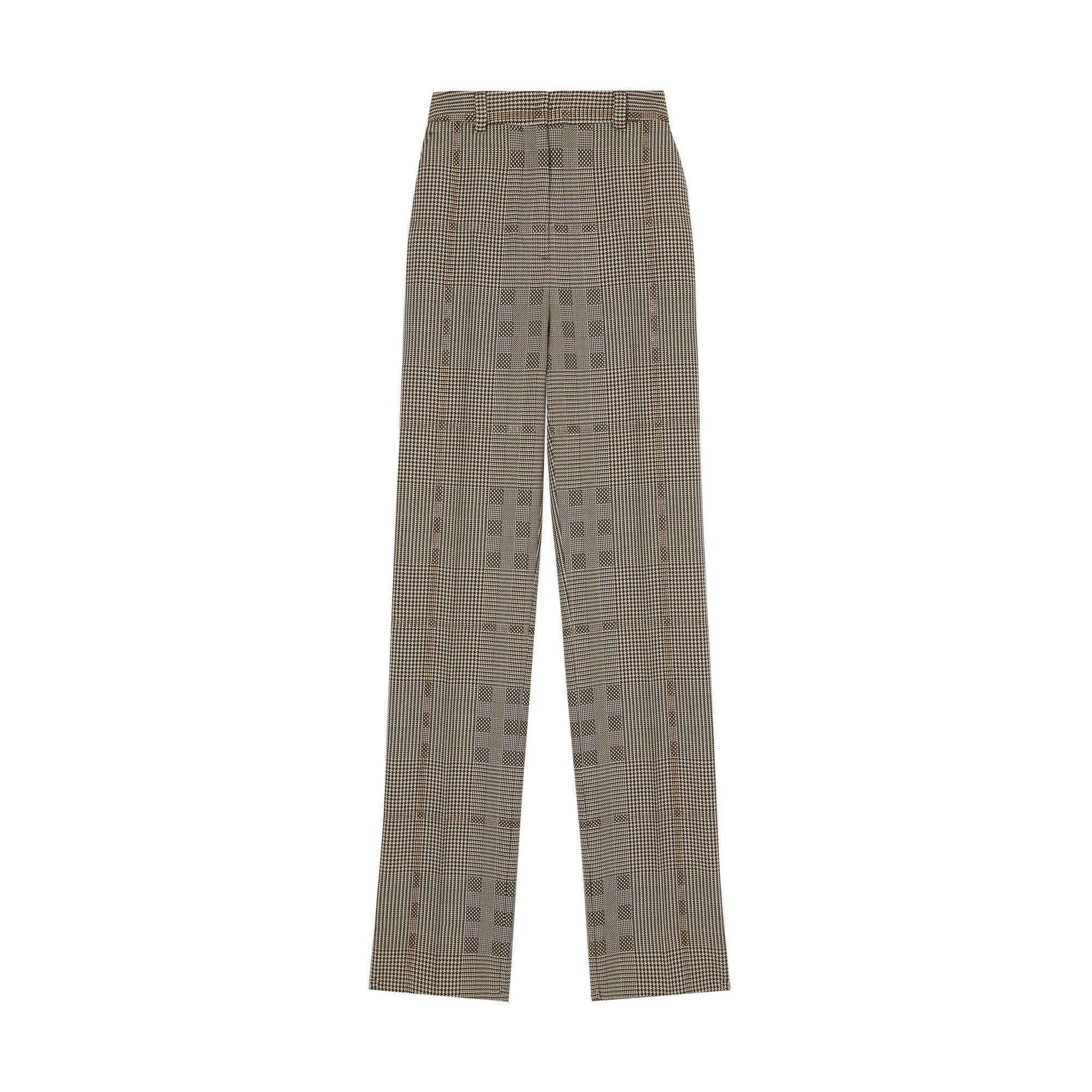 Pantalon tailleur en jacquard de laine check - Brown