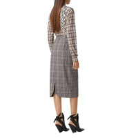 Jupe crayon en laine check - Deep Taupe Check