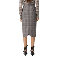 Jupe crayon en laine check - Deep Taupe Check