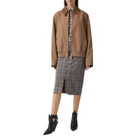 Jupe crayon en laine check - Deep Taupe Check