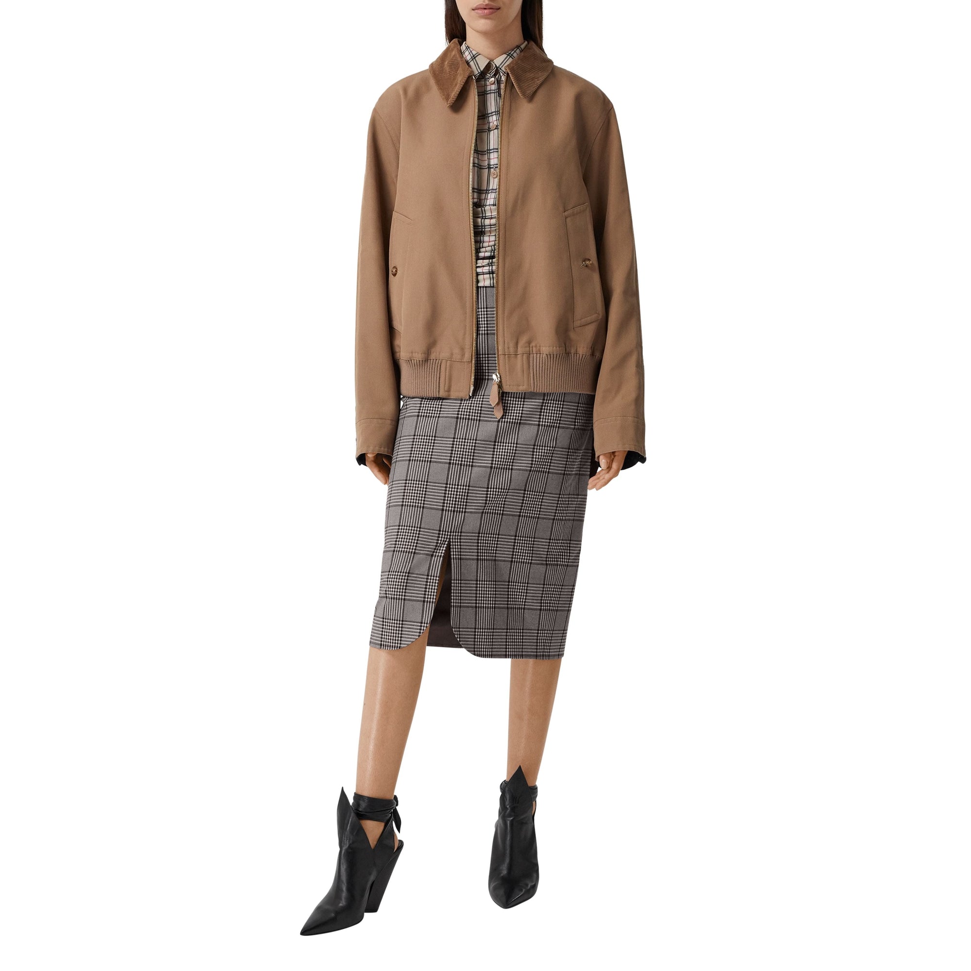 Jupe crayon en laine check - Deep Taupe Check