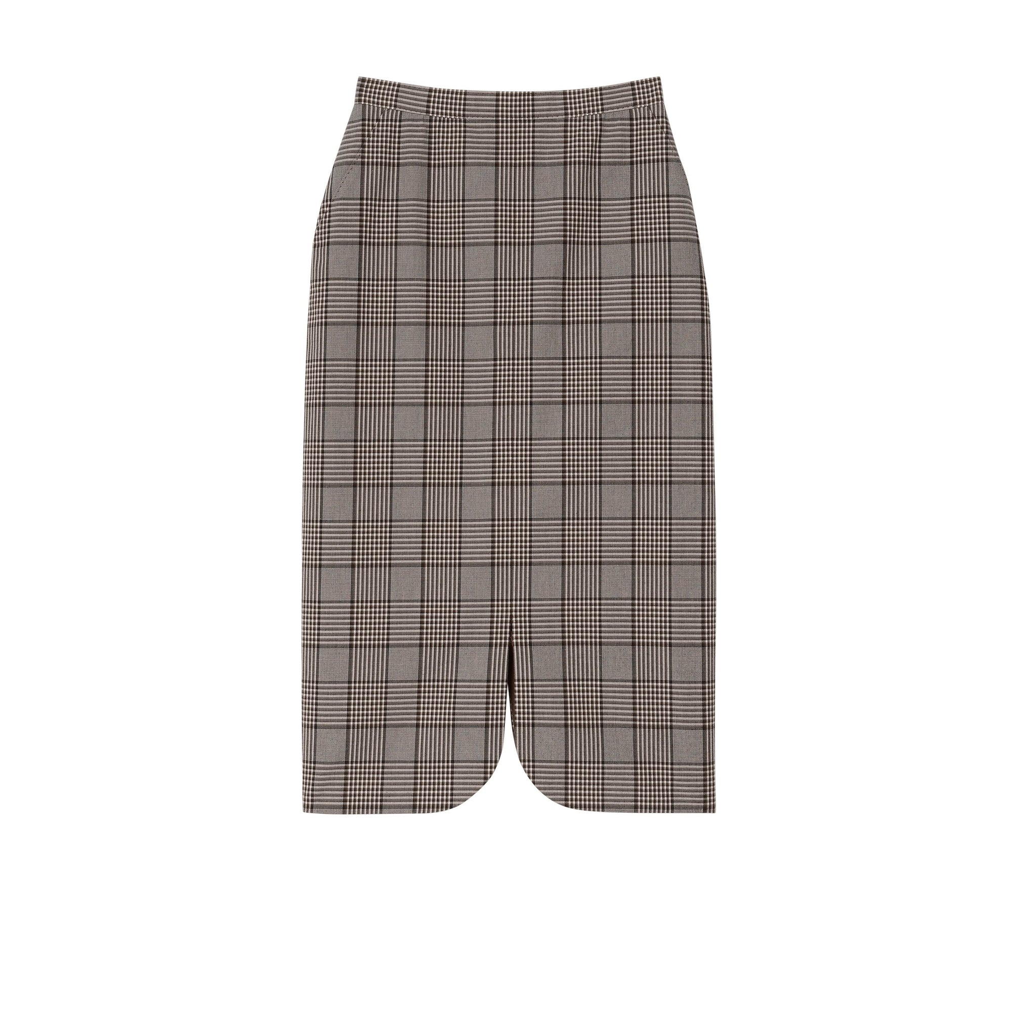 Jupe crayon en laine check - Deep Taupe Check