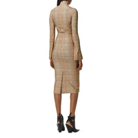 Robe en jersey stretch check avec découpe - Dark Honey