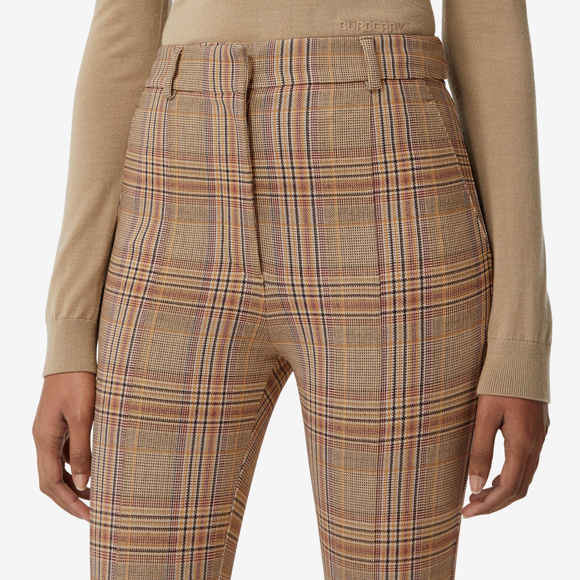 Jodhpur en jersey stretch check - Dark Honey