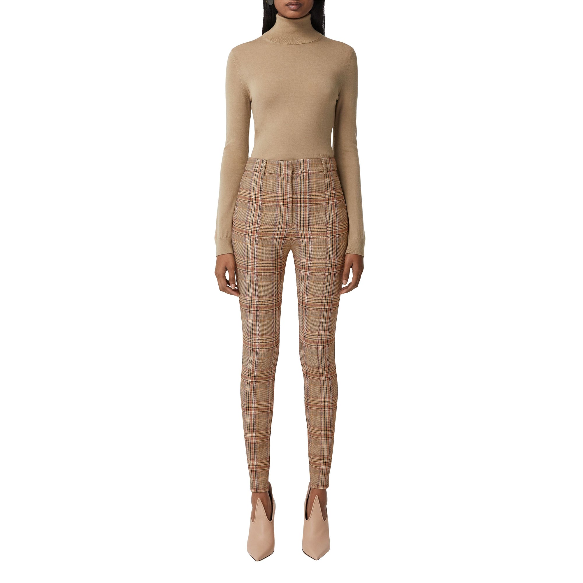 Jodhpur en jersey stretch check - Dark Honey
