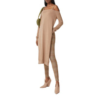 Jodhpur en jersey stretch check - Dark Honey