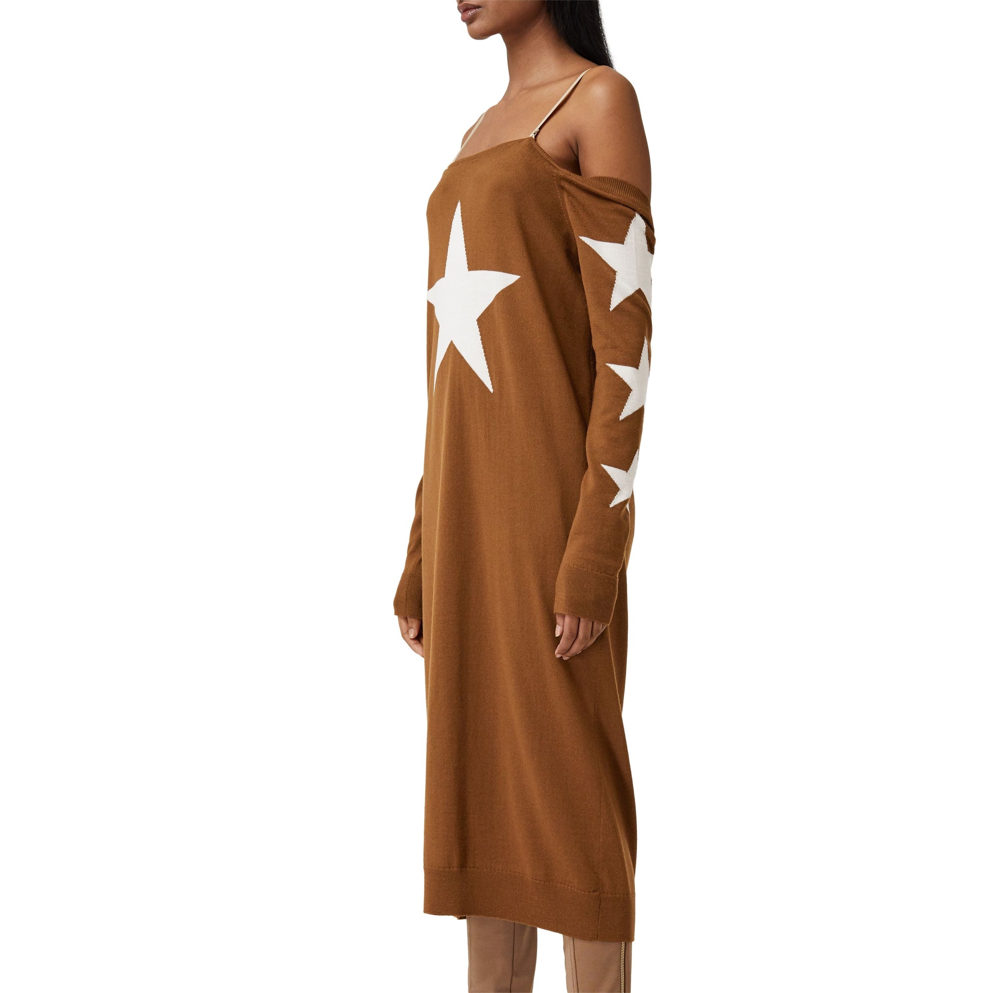 Robe pull déstructurée en laine à motif étoilé - Mahogany