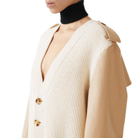 Cardigan en maille de laine mélangée côtelée avec trench - Soft Fawn