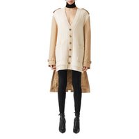 Cardigan en maille de laine mélangée côtelée avec trench - Soft Fawn