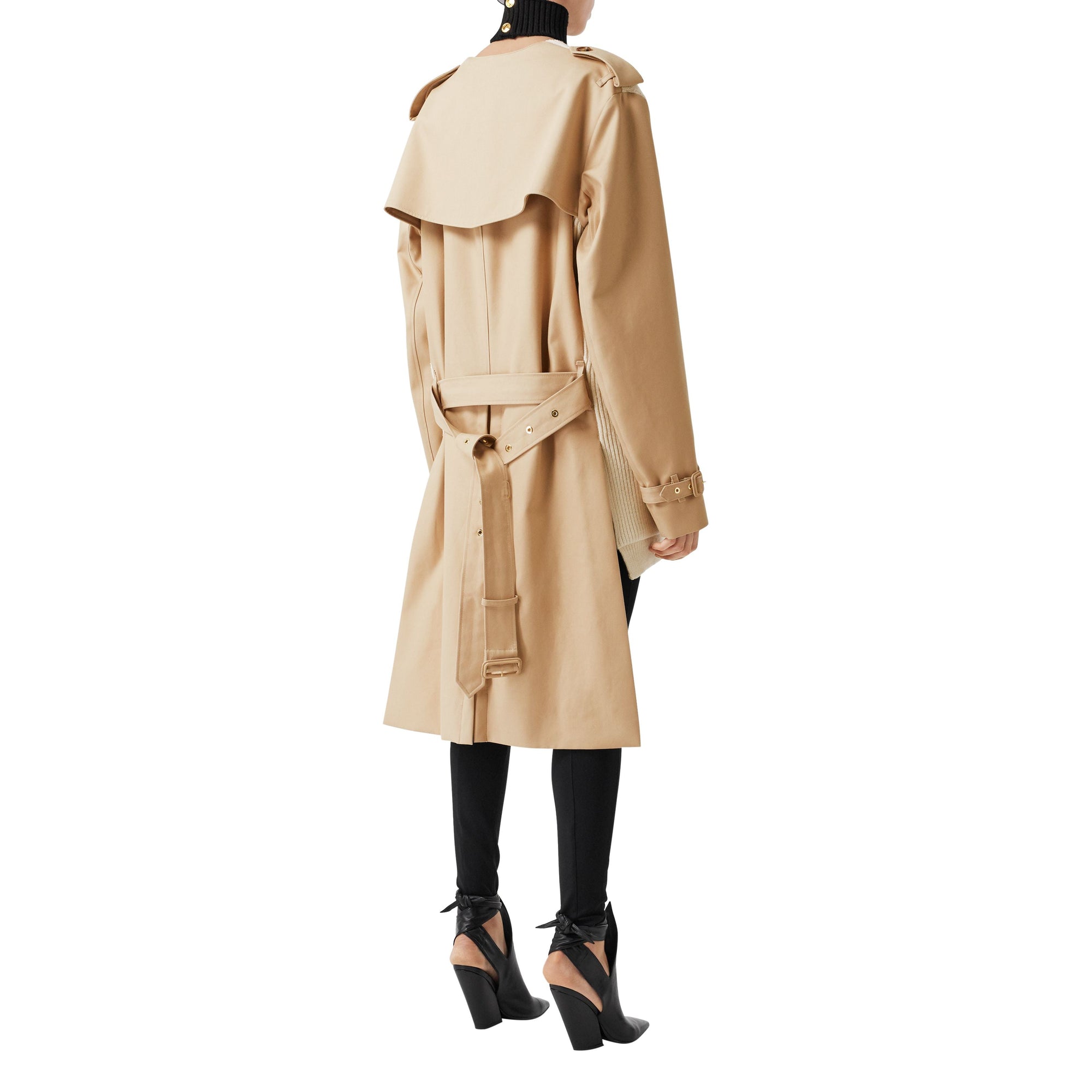 Cardigan en maille de laine mélangée côtelée avec trench - Soft Fawn