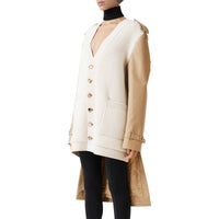 Cardigan en maille de laine mélangée côtelée avec trench - Soft Fawn
