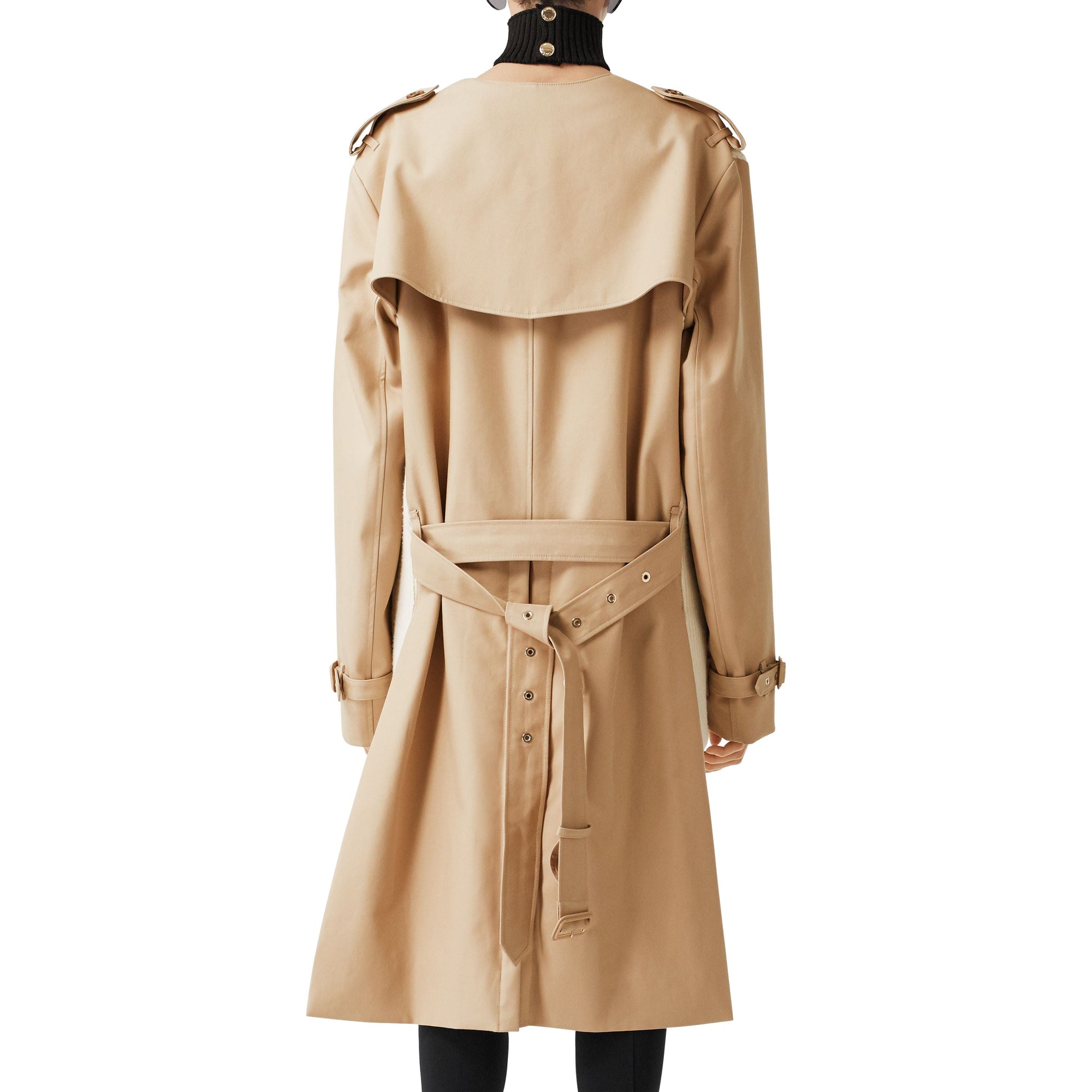 Cardigan en maille de laine mélangée côtelée avec trench - Soft Fawn