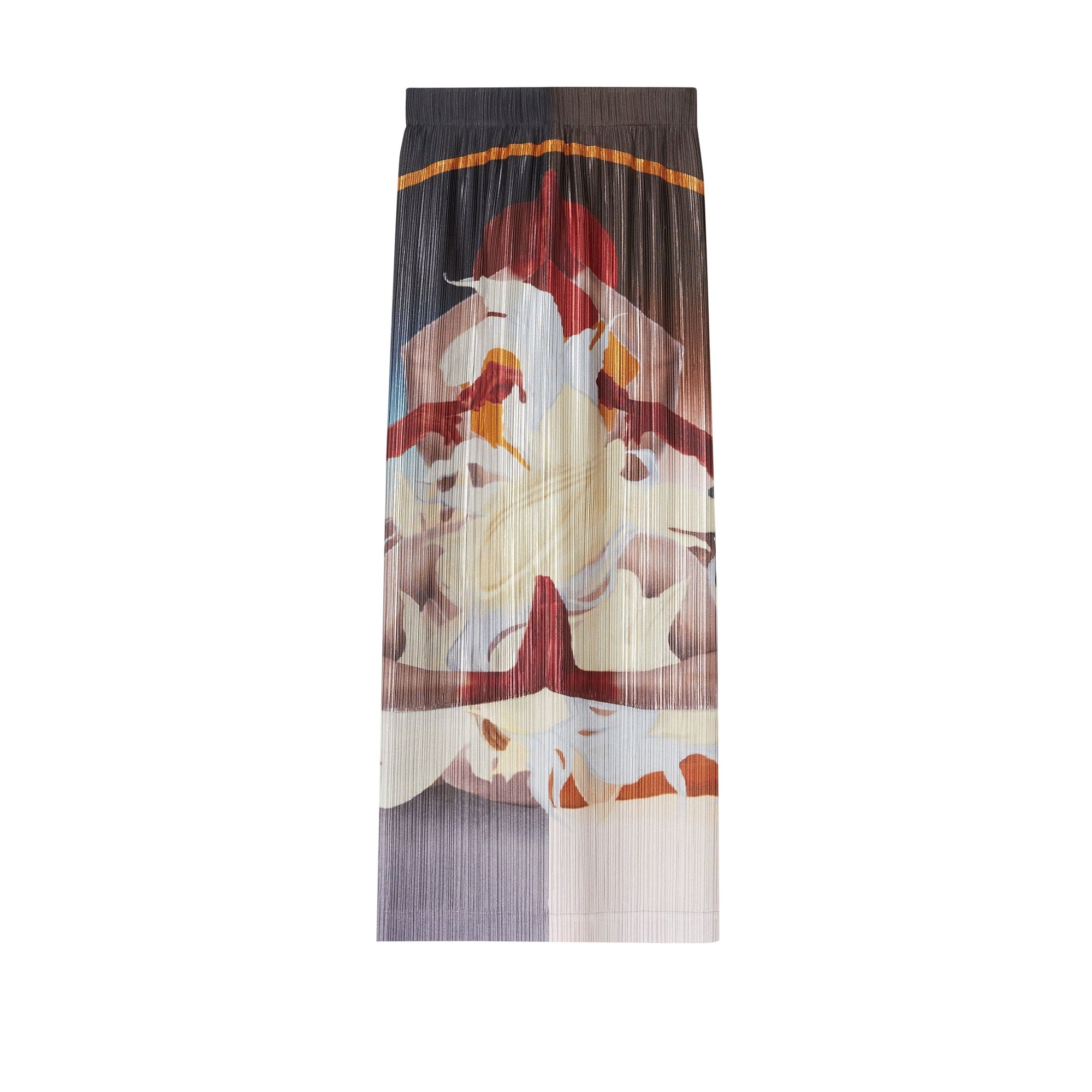 Jupe plissée en satin à imprimé zen - Multicolour