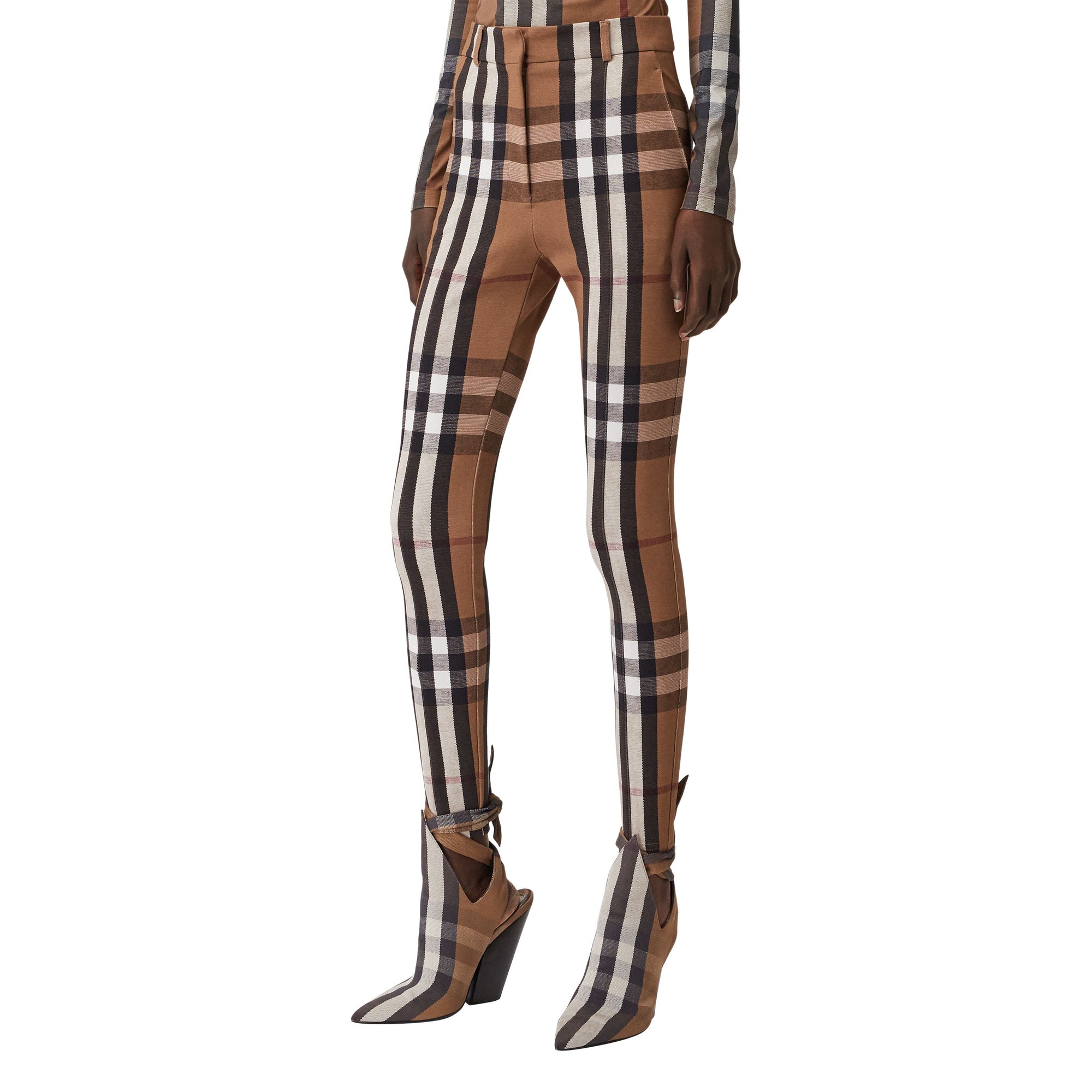 Jodhpur en jersey stretch check - Birch Brown