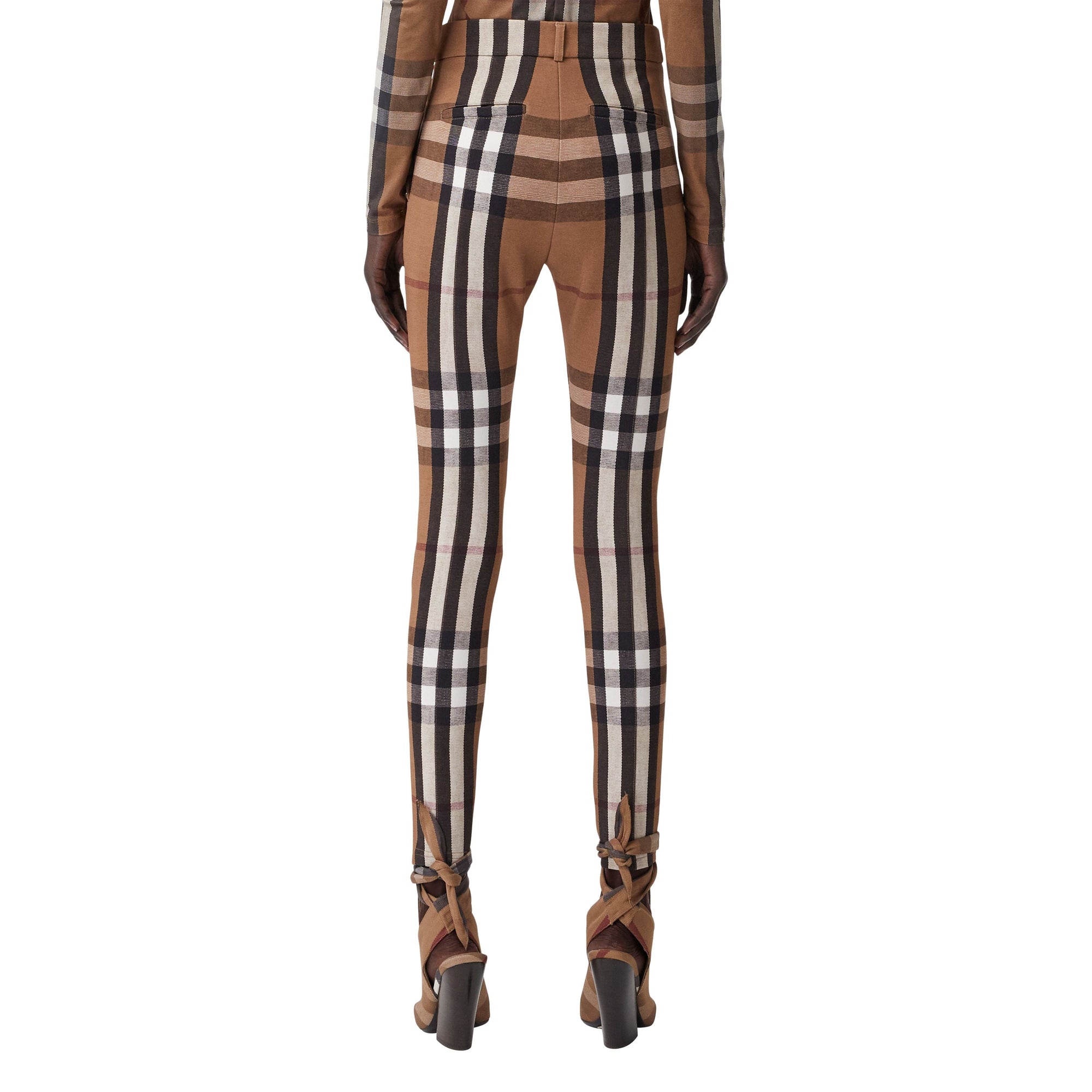 Jodhpur en jersey stretch check - Birch Brown