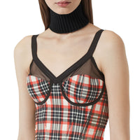 Robe corset en jersey stretch check - Bright Red Check