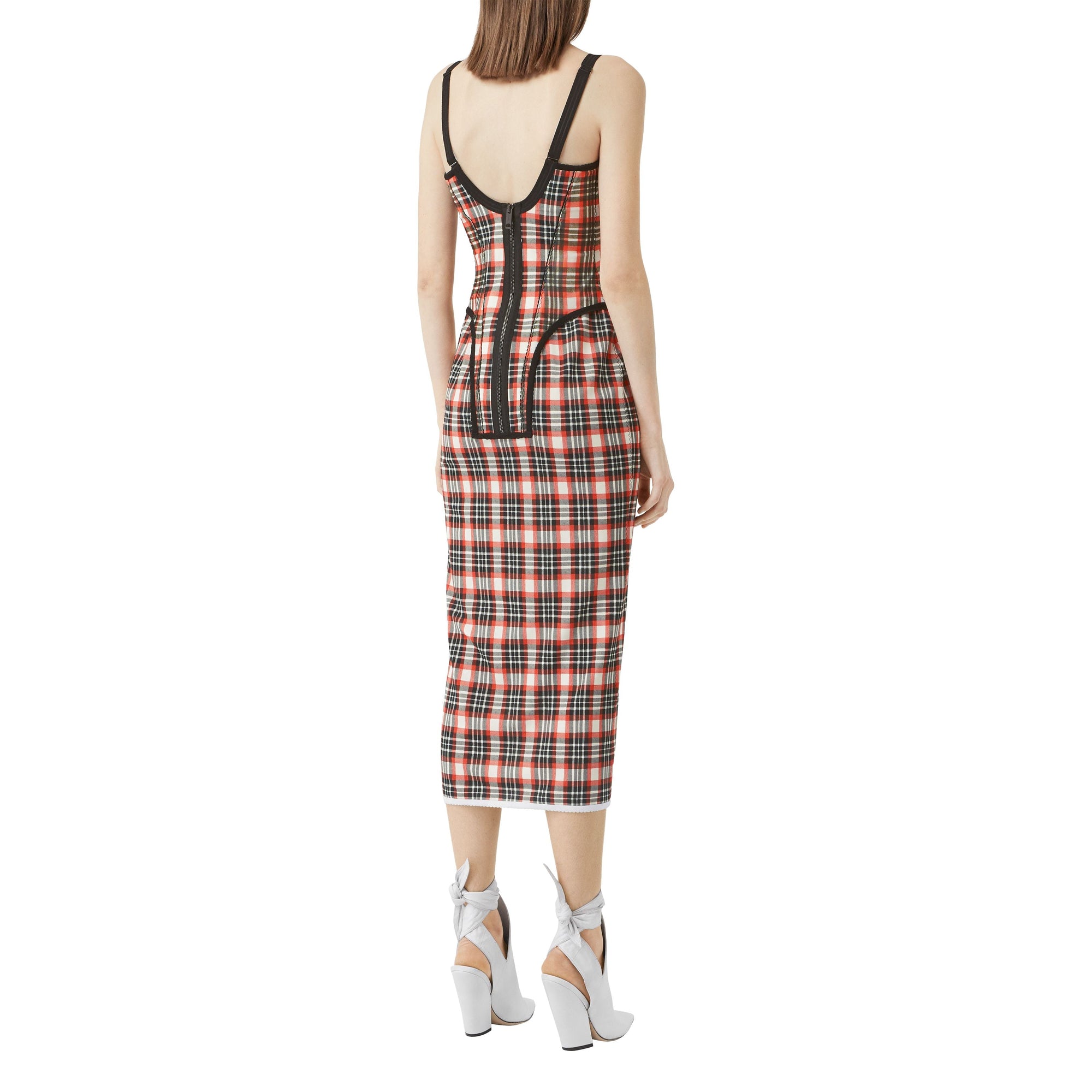 Robe corset en jersey stretch check - Bright Red Check