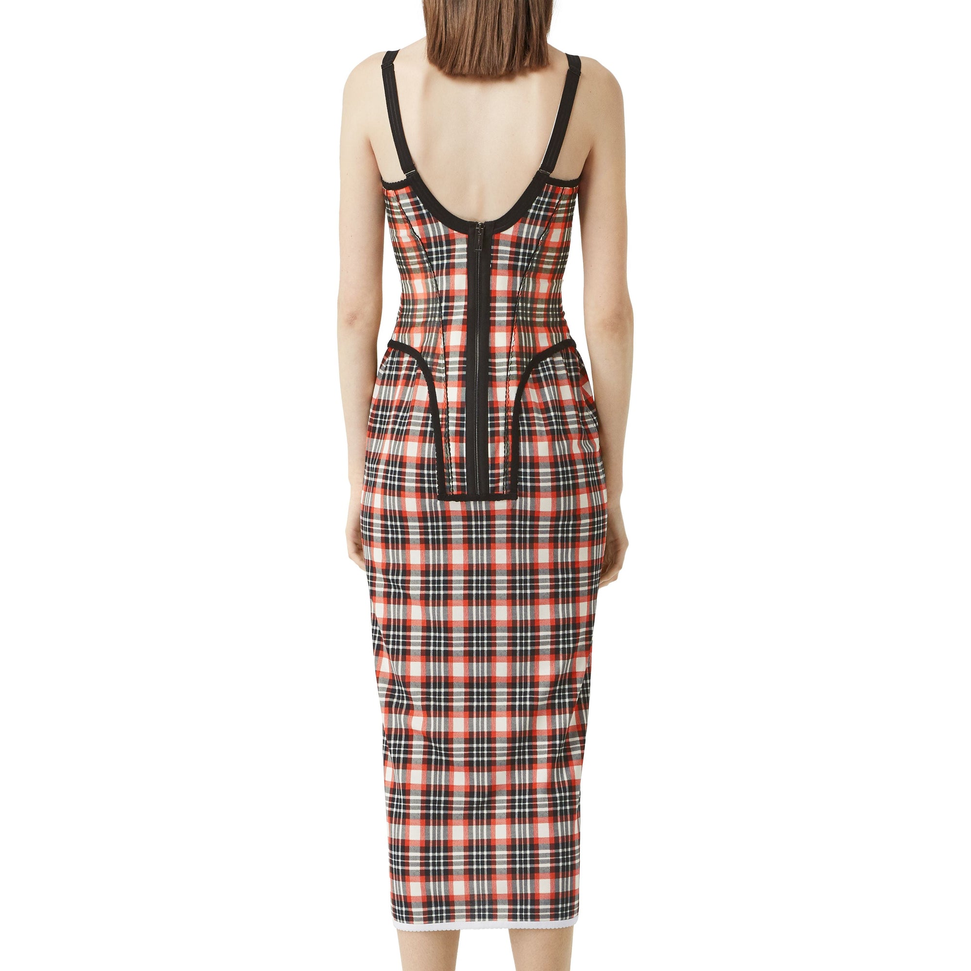 Robe corset en jersey stretch check - Bright Red Check