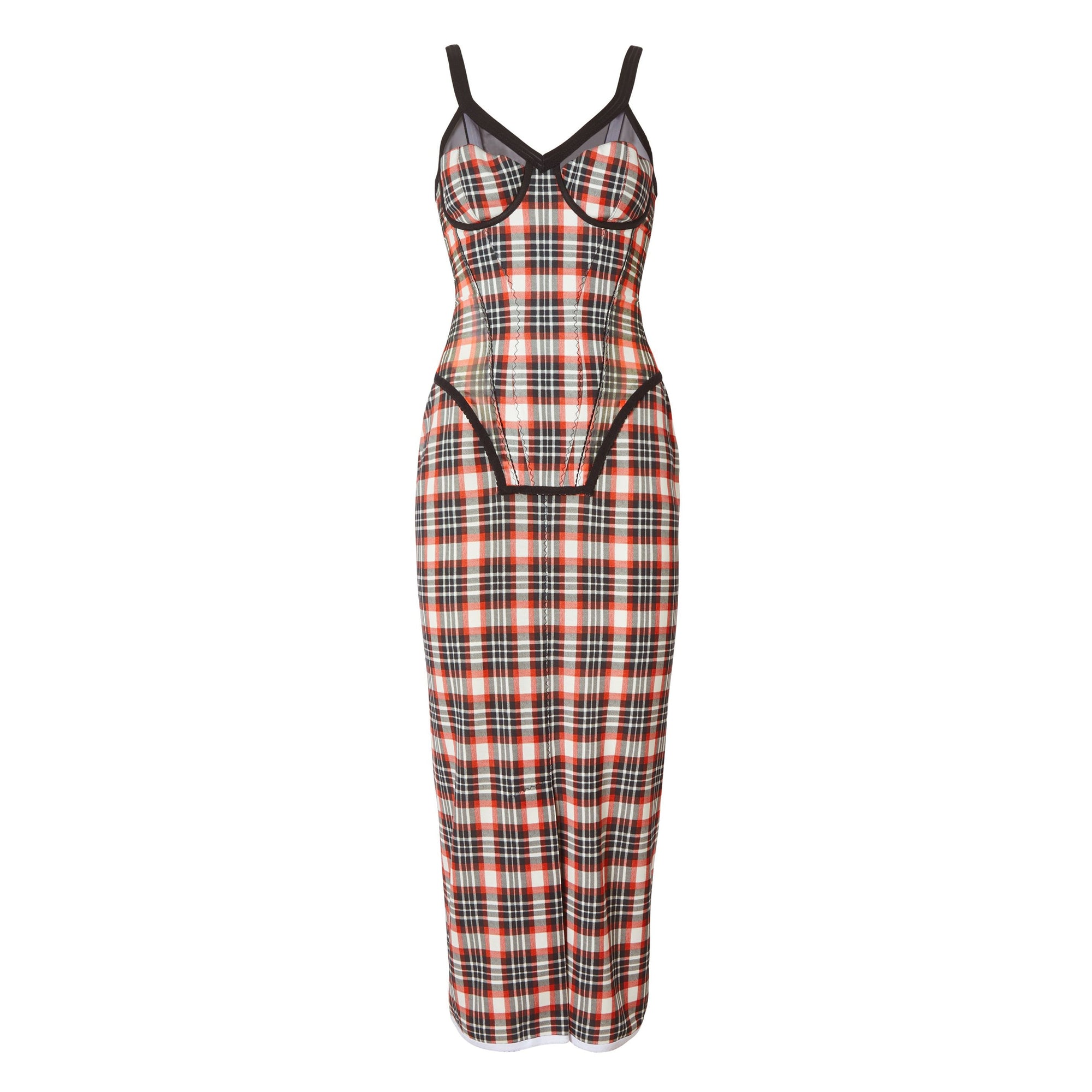 Robe corset en jersey stretch check - Bright Red Check