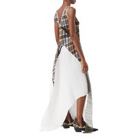 Robe plissée ajustée en satin avec check - Canary Yellow Check