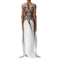 Robe plissée ajustée en satin avec check - Canary Yellow Check