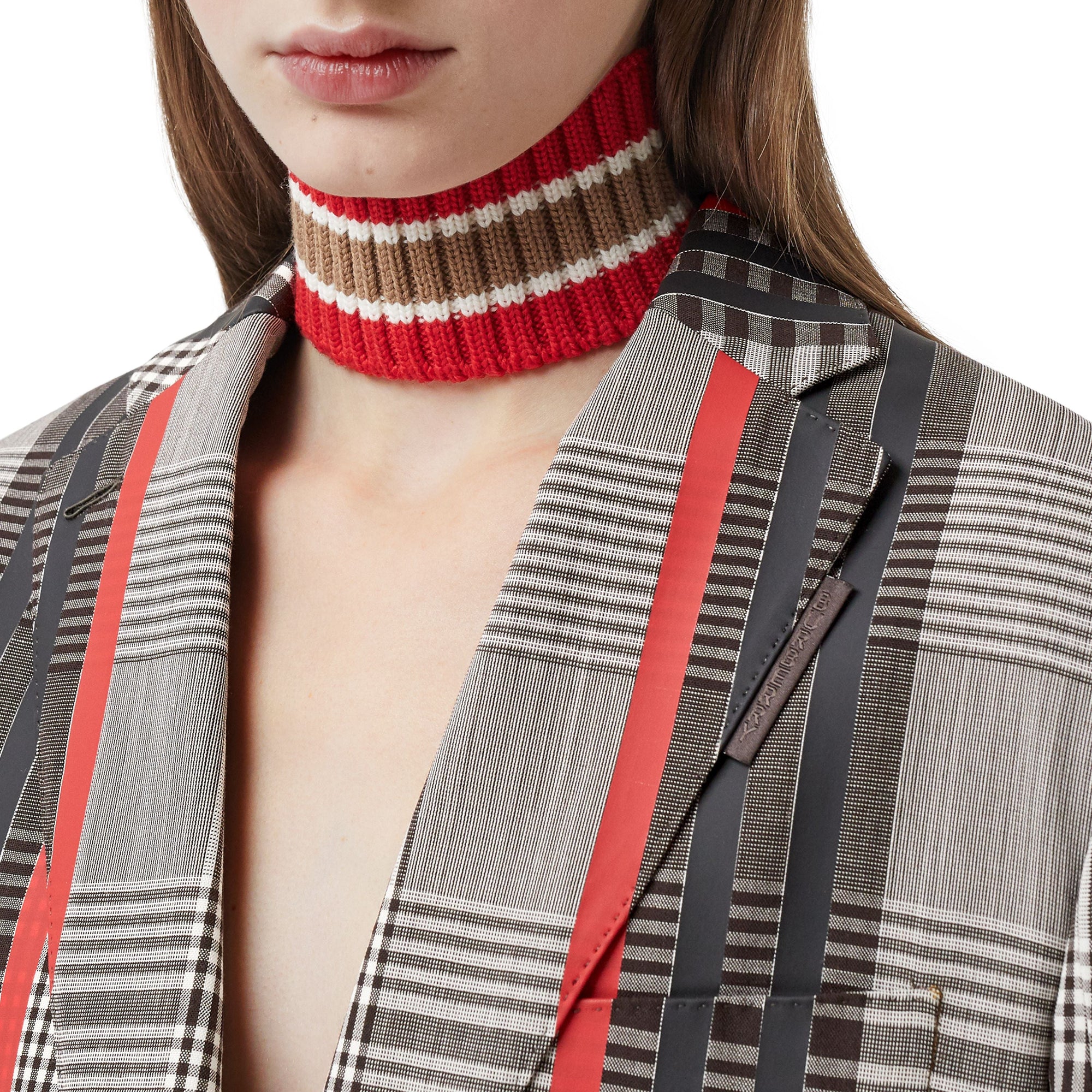 Veste tailleur en laine technique avec basque - Dark Brown