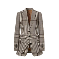 Veste tailleur en laine technique avec basque - Dark Brown