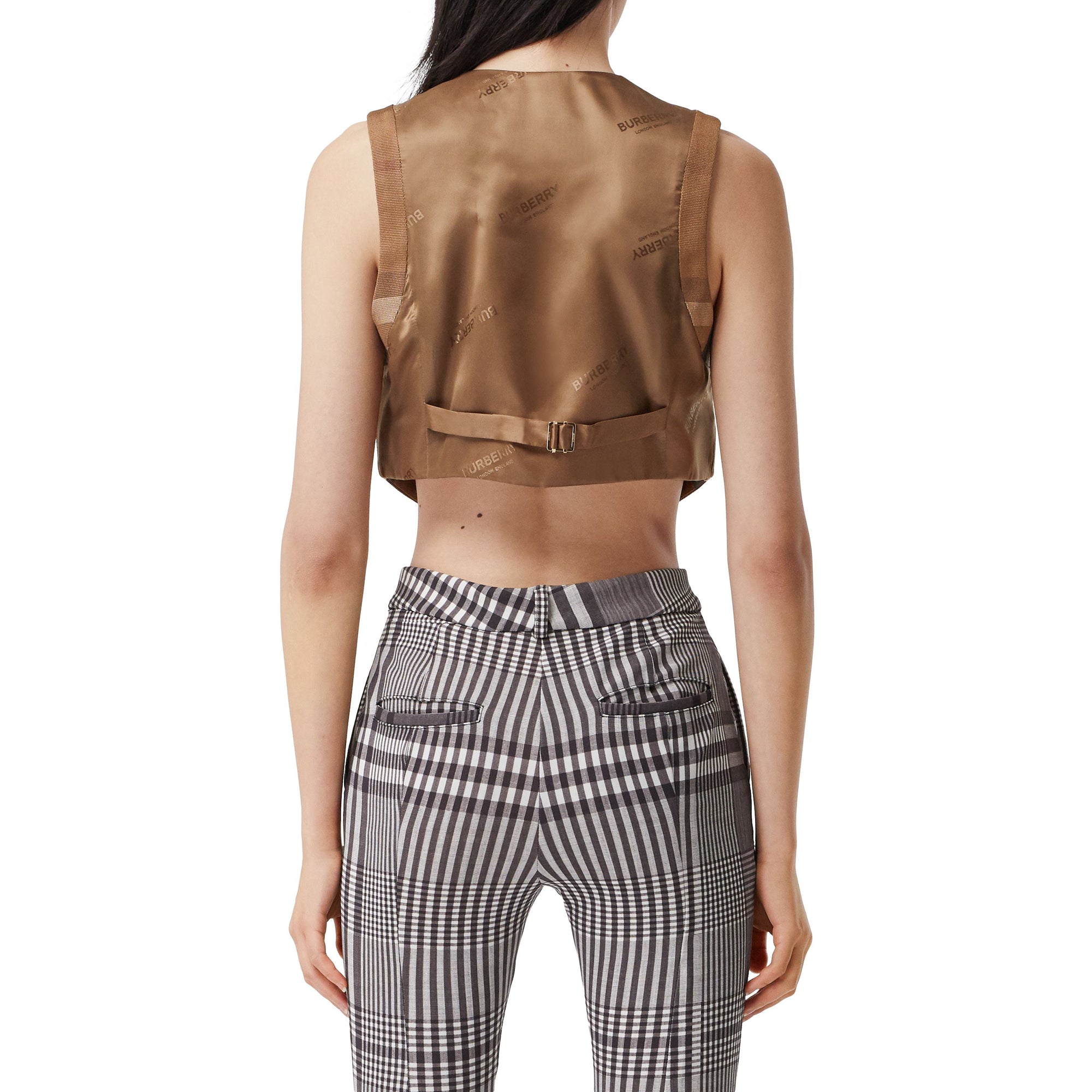 Gilet court en coton technique check - Birch Brown