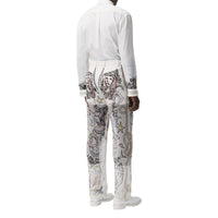 Short en coton avec soie et illustration marine - White