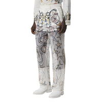 Short en coton avec soie et illustration marine - White