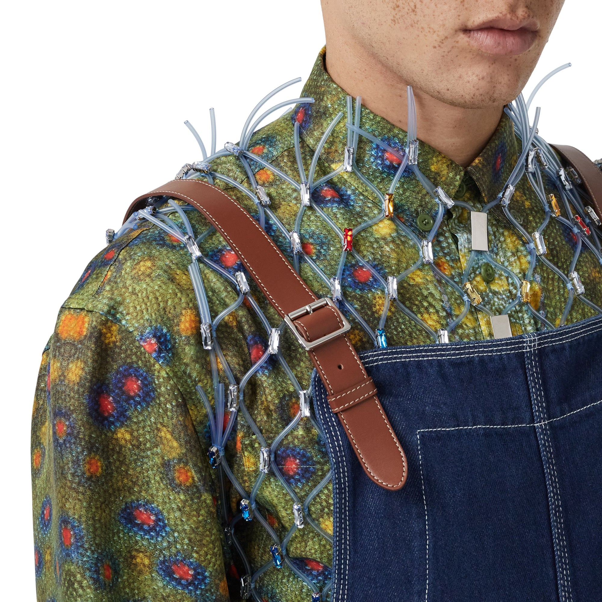 Salopette en denim surpiqué - Dark Canvas Blue