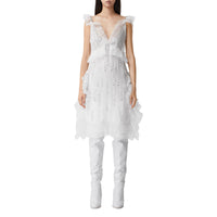 Robe sans manches en soie avec cristaux - Optic White