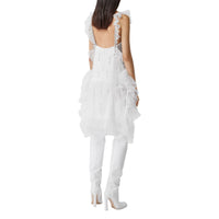 Robe sans manches en soie avec cristaux - Optic White