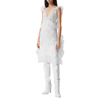 Robe sans manches en soie avec cristaux - Optic White