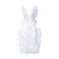 Robe sans manches en soie avec cristaux - Optic White
