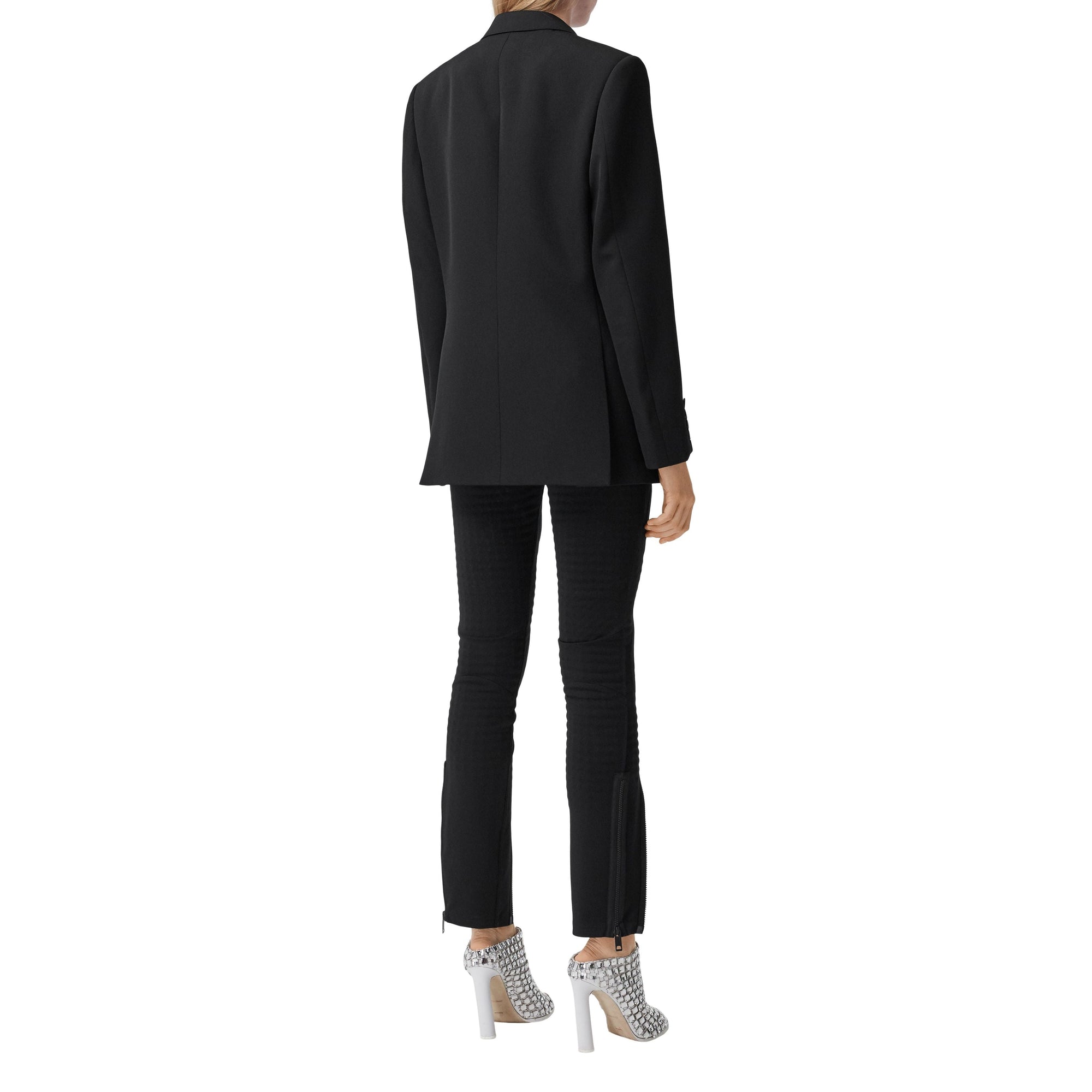 Veste tailleur en laine avec panneau zippé en néoprène - Black