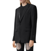 Veste tailleur en laine avec panneau zippé en néoprène - Black