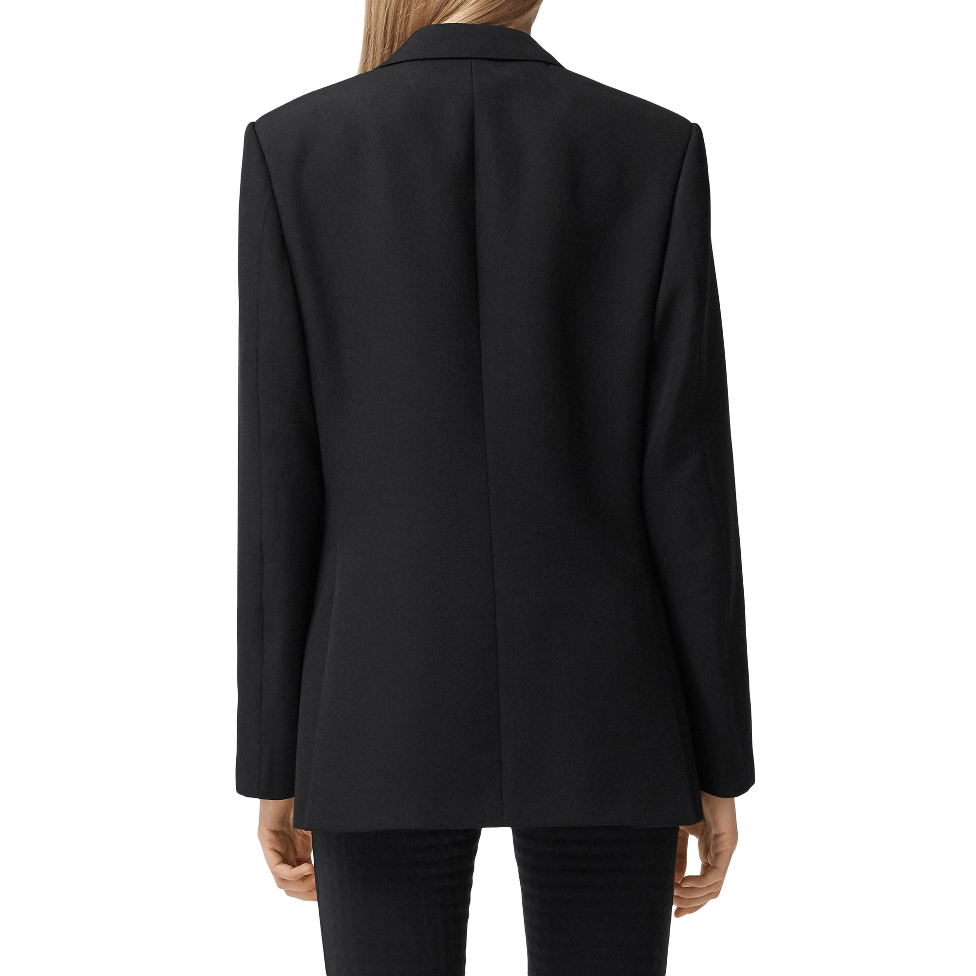 Veste tailleur en laine avec panneau zippé en néoprène - Black