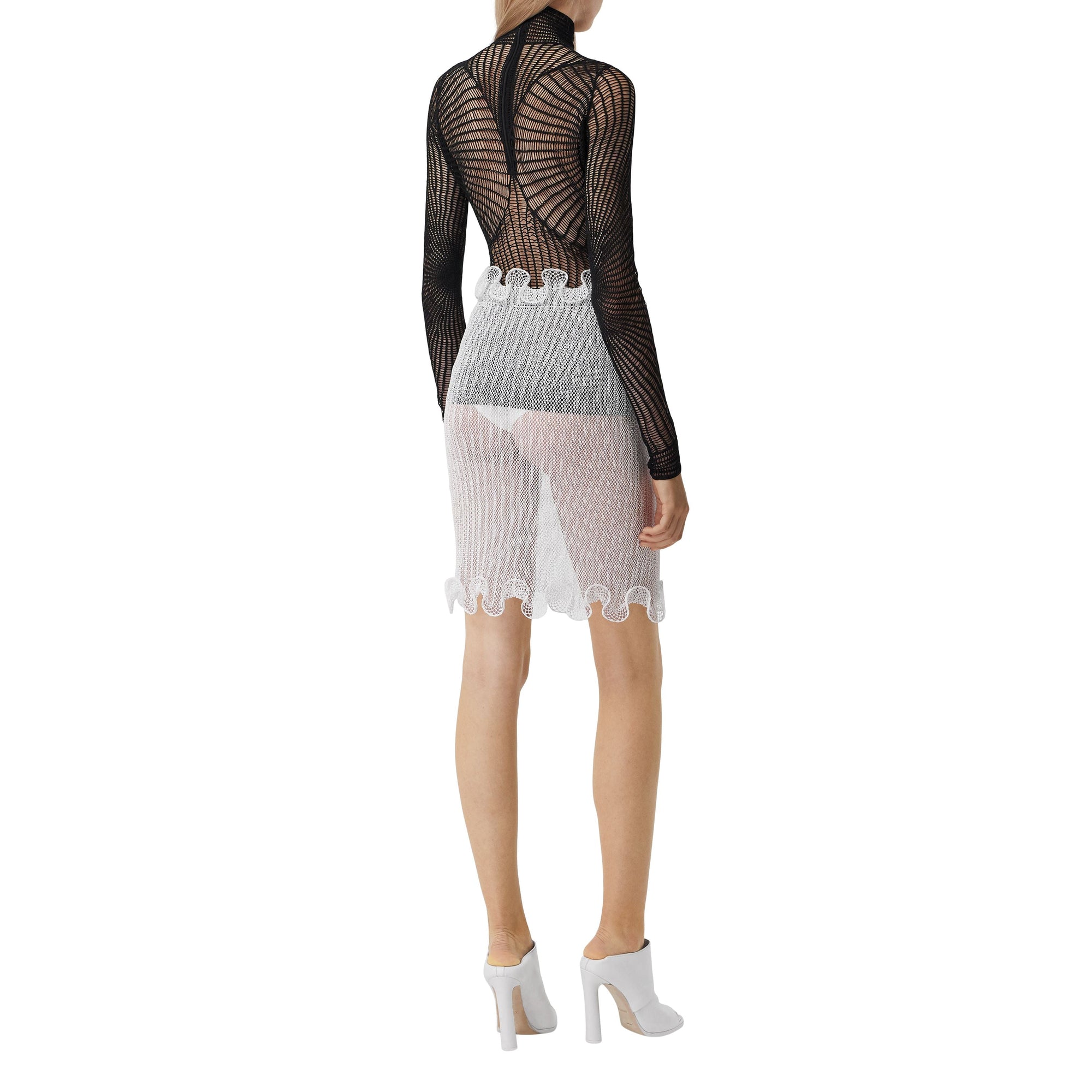 Haut à col montant en résille de coton technique - Black