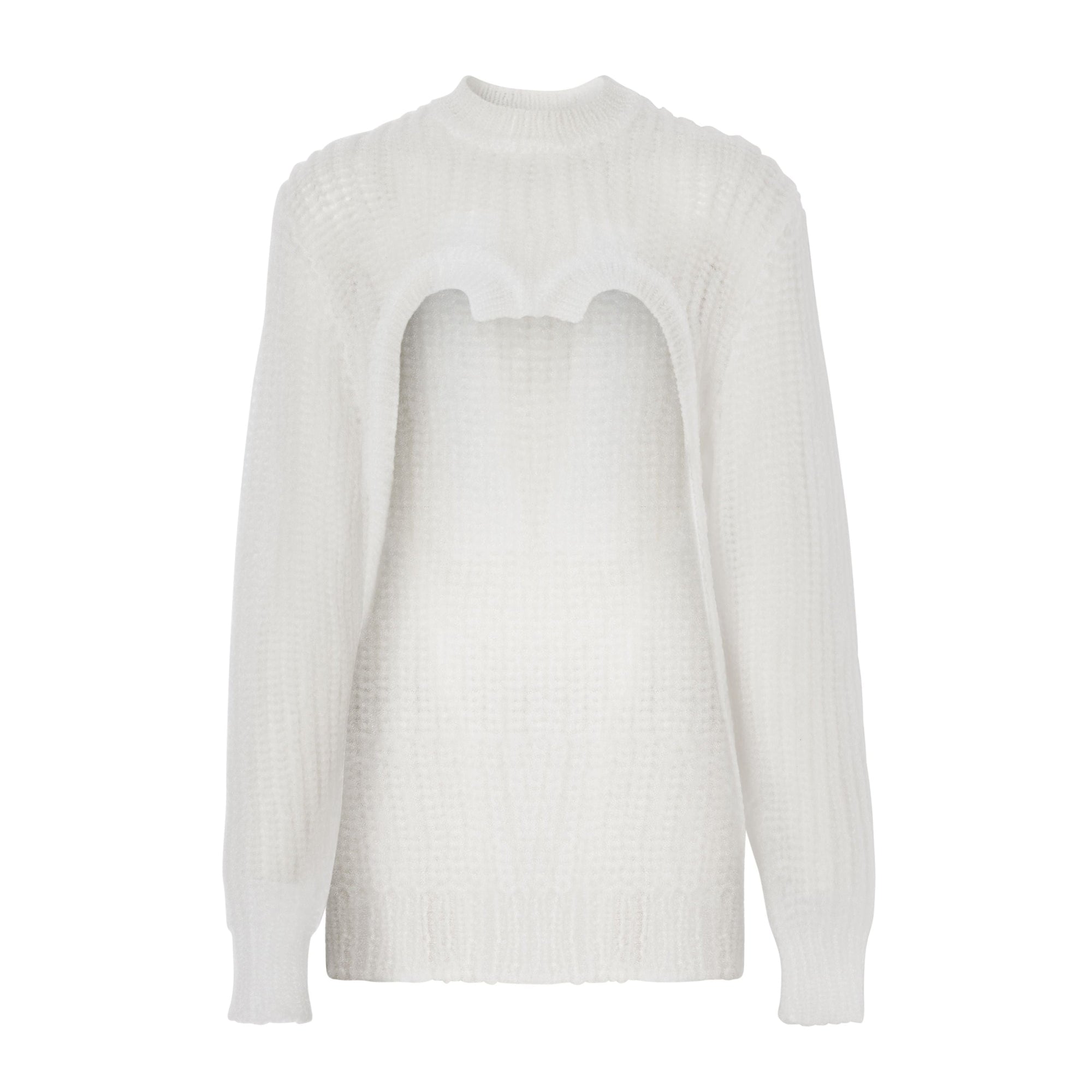 Pull déstructuré en maille technique - Optic White